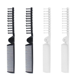 4 Pcs travel brush,mini hair brush,Double Headed folding travel hair brush,White and black Anti Static Hair Brush,Pocket Size Collapsible,Headed Massage Hair Comb for Thick, Thin Hair for Men Women