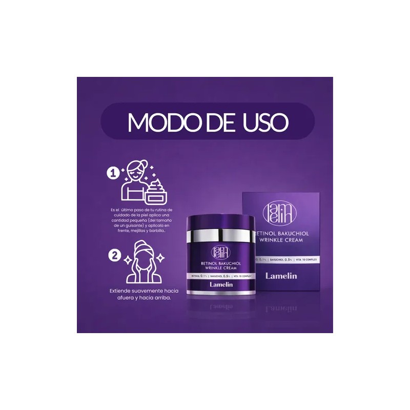 Crema Lamelin Facial Coreana con Retinol y Bakuchiol para Líneas