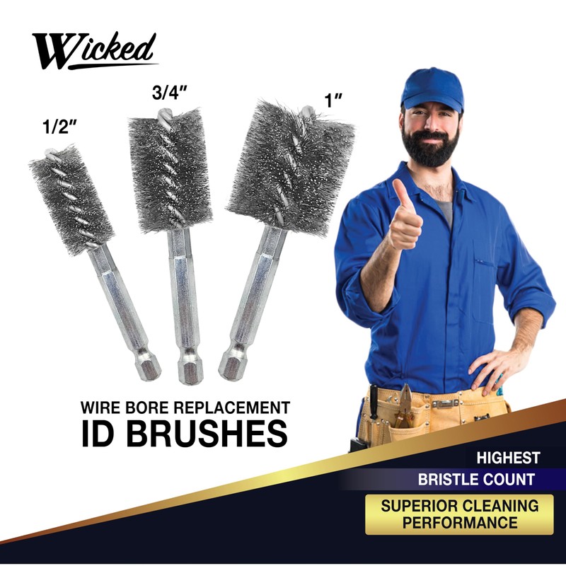 WICKED Professional ID Copper Tube Pipe Cleaner Replacement Brushes (3/4"