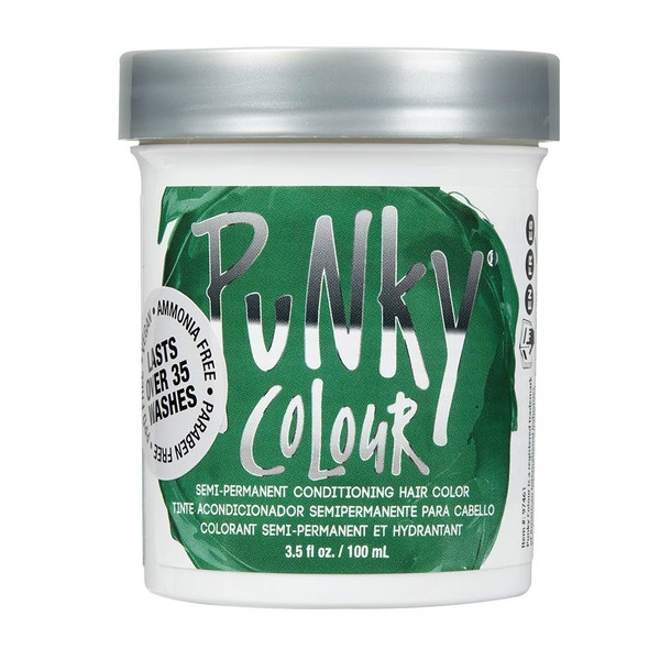 Punky Alpine Green Semi Permanent Conditioning Hair Color, Non-Damaging Hair Dye, Vegan, PPD and Paraben Free, Transforms to Vibrant Hair Color, Easy To Use and Apply Hair Tint, lasts up to 35 washes, 3.5oz