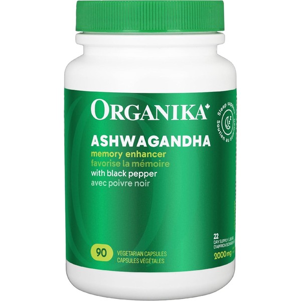 Organika Canadian-Made Ashwagandha with Black Pepper- Enhanced Absorption, Memory Support,