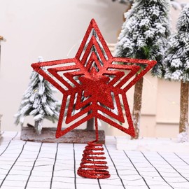Lurrose Glitter Christmas Tree Topper Gold Metal Christmas Tree Topper Tree Decoration Lace Christmas Tree Star Poinsettia Christmas Table Decoration for Xmas Decoration