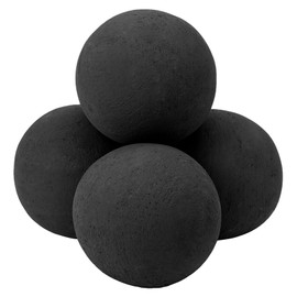 Skyflame 6 Inch Ceramic Fireplace Balls, Set of 4 Black Round Fire Stones Reusable Fire Pit Balls for Indoor and Outdoor Fire Pits or Fireplaces Accessory