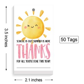 Teacher Appreciation Gift Tags Sunshine Writing Thank You Tag,School is Out Summer is Here Thanks for All You've Done Year Tag,End of School Year Tags Gift Tags,Thank You Gift Tags for Teacher