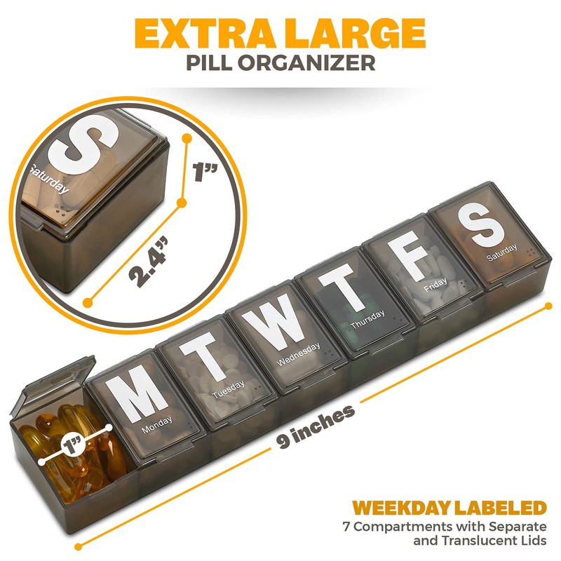 Weekly Pill Organizer - (Pack of 2) Extra Large Vitamin
