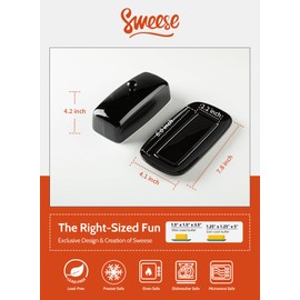 Sweese Butter Dish with Lid, Porcelain Butter Keeper, 7.8 Inch Butter Holder with Handle Cover, Butter Container Perfect for East West Coast Butter, Black