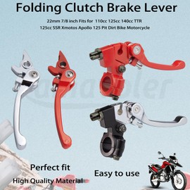 amavoler Black Folding Clutch Brake Lever Replacement Parts Fits for 50CC - 150CC 22mm 7/8 inch Handlebar 110cc 125cc 140cc TTR 125cc SSR Xmotos Apollo 125 Pit Dirt Bike. (Red)