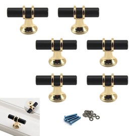Zerniple T Bar Handle Pull Kitchen Cabinet Handle Zinc Alloy Drawer Wardrobe Pull Cupboard Knobs (6 Pieces)