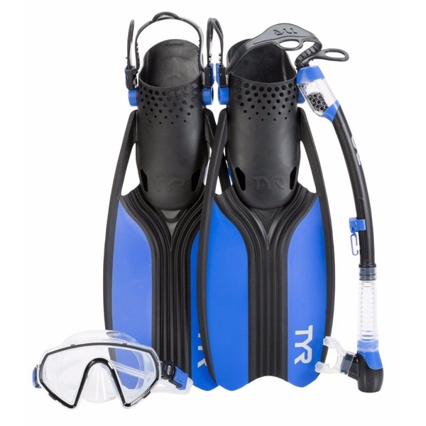 TYR Voyager Mask Snorkel Fin, Blue/Black, Large