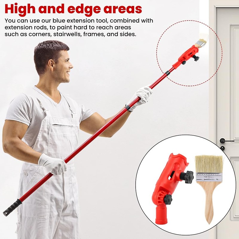 Multi-Angle Paint Brush Extender with Paint Brush, Extension Pole Attachments