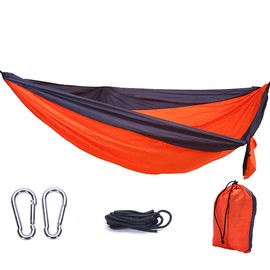 Orange&Grey Camping Hammock Lightweight Outdoor Travel Hammocks 270 x 140cm Large Size 2 Person Portable Nylon Hammock