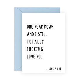 CENTRAL 23 Happy 1st Wedding Anniversary Card - One Year Down And I Still Totally Love You - Anniversary Card For Couple Boyfriend Girlfriend - Comes With Fun Stickers