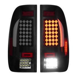 LED Tail Light Fit for Ford F150 1997-2004, for F-250 1997-1999 Light Duty (7 Lug Nut), for F-250 F-350 F450 F550 Super Duty 1999-2007, Driver and Passenger Side Taillights, Smoke Lens