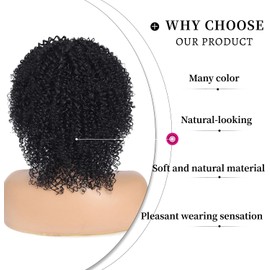Elvirgel Kinky Curly Wigs with Bangs Short Wigs for Black Women Curly Afro Wigs for Black Women Braided Wigs for Black Women