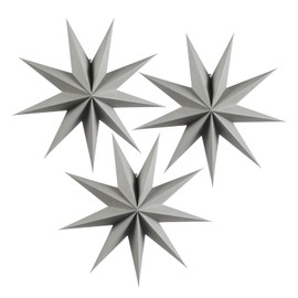 EASY JOY 9-Pointed Paper Star 3D Hanging Christmas Star Decorations Wedding Birthday Baby Shower Room Christmas Ornaments Party Supplies, 3 Pcs 12' (Grey)