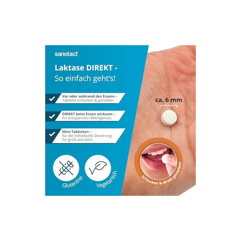 sanotact Lactase 7,000 direct (90 mini lactase tablets) • Lactose