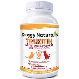 Trukitin Chitosin Based Phosphate Binder for Cats & Dogs – All Natural Human Grade Ingredients for Renal Support Supplement with Calcium Carbonate Oral Powder (Made in U.S.A)