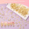 250 Pcs Gold Bow Nail Charms Studs, 10 Styles 3D