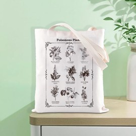 FOTAP Poisonous Plants UK Tote Bag - Dark Academia Gift (Adults, Botany Enthusiasts, Gift Shoppers) - Unisex-Adults - Medium - Cotton - Water Resistant - 14.9x13.7x10.6 inches