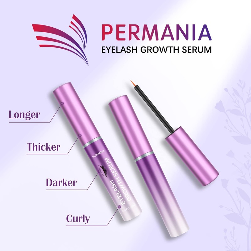 PERMANIA Lash Serum, Eyelash Growth Serum, Eyelash Enhancer, Fast Eyelashes