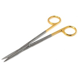 Tungsten Carbide TC Micro IRIS Scissors Sharp/Sharp Blades for Fine Precision Dissecting 6" Stainless Steel Shears Gold Finger Ring Handle (Straight Blades)