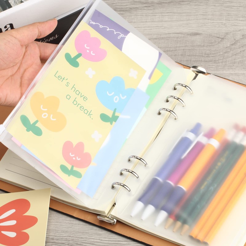 EKKONG A5 Binder Pockets, 6 Holes Zip Folder, Waterproof, Zip