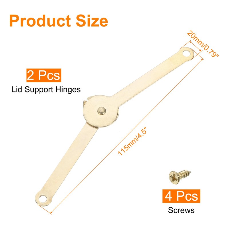 sourcing map 2Pcs Lid Support Hinge, 2.7"x0.8" 180 Degree Rotatable