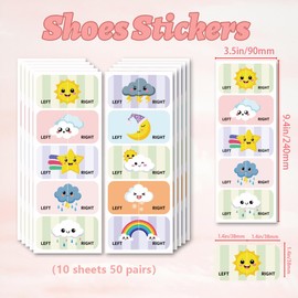 Peacoblue Shoes Stickers for Shoes Learning Left Right, Weather Model 100pcs(50 Pairs) Self-Adhesive Shoes Stickers Labels Decals to Help Put Shoes On