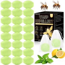 24 Pack Natural Peppermint Oil Wasp & Bee Repellent Outdoor, Carpenter Bee Repellent for Yellow Jackets, Hornets, Mud Wasps Deterrent for Indoor Outdoor Patio Garden Porch, Pet and Human Safe, Green