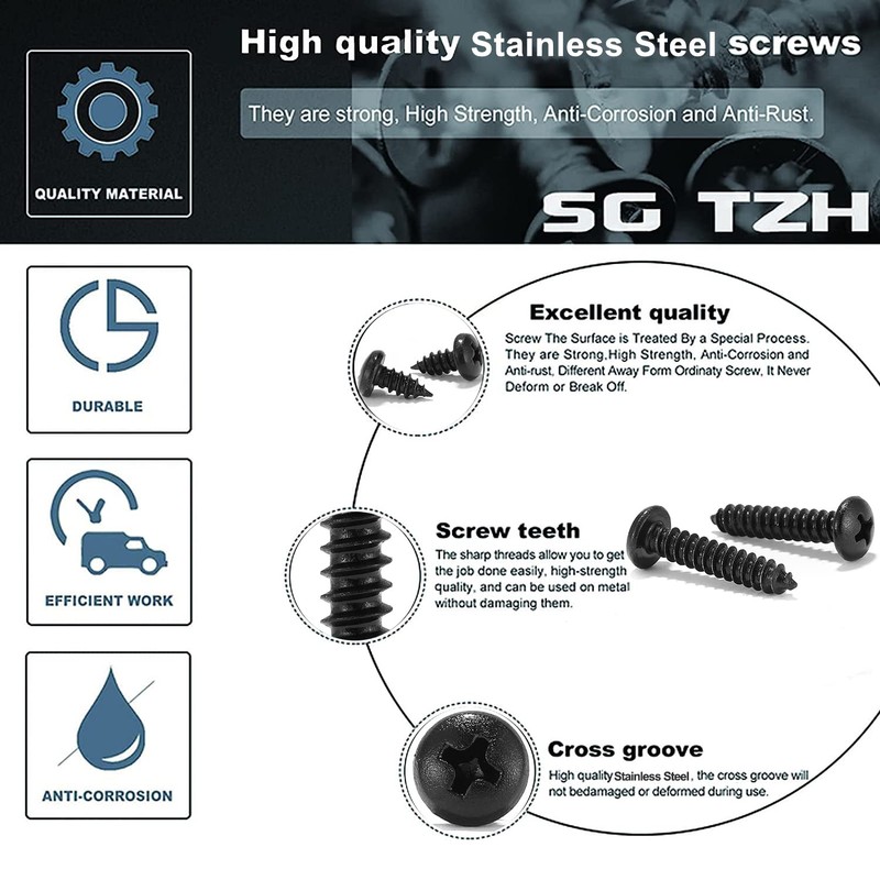 #6 x 3/8" Wood Screw 100Pcs 18-8 (304) Stainless Steel