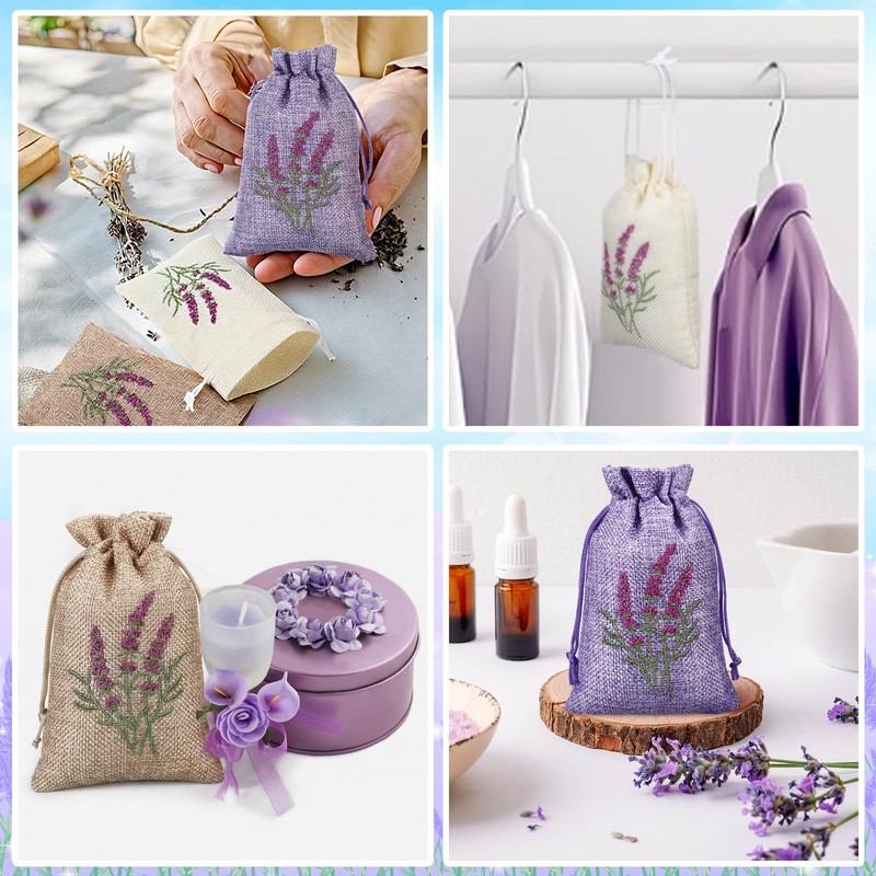 Sunnymove 30 Pcs Embroidered Lavender Sachet Bags 5.7 x 4.1