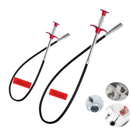 2-Pack Drain Snake & Clog Remover Tool (35'' & 79'') - Gutter Cleaning Tools Flexible Plumbing Auger Tool with Hair Grabber Claw for Shower, Sink, Toilet, Bathtub, Kitchen Pipe Cleaning