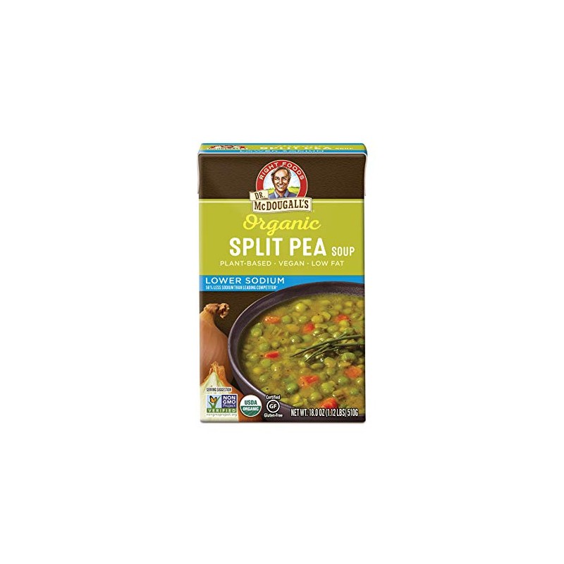 Dr. McDougall's Right Foods Soup,Organic Split Pea, Lower Sodium, 17.6