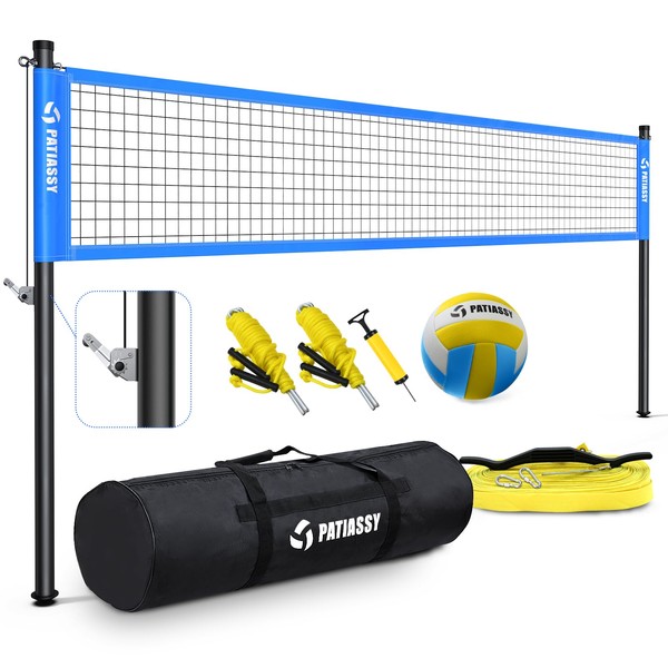 Patiassy Portable Professional Outdoor Volleyball Net Set with Adjustable Height