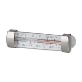 Taylor Large Tube Analog Refrigerator and Freezer Kitchen Thermometer with Suction Cups, Temperature Monitor for Fridge or Freezer, Easy to Read