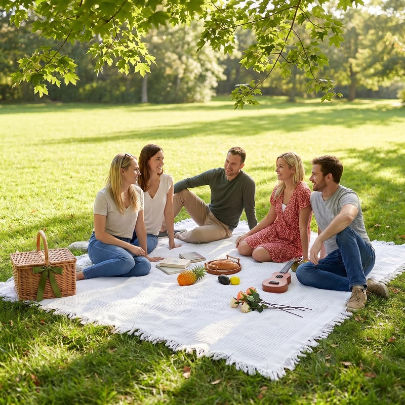 Zyntrytong 70"x 70" Picnic Blanket Extra Large,Layer Outdoor Blanket for