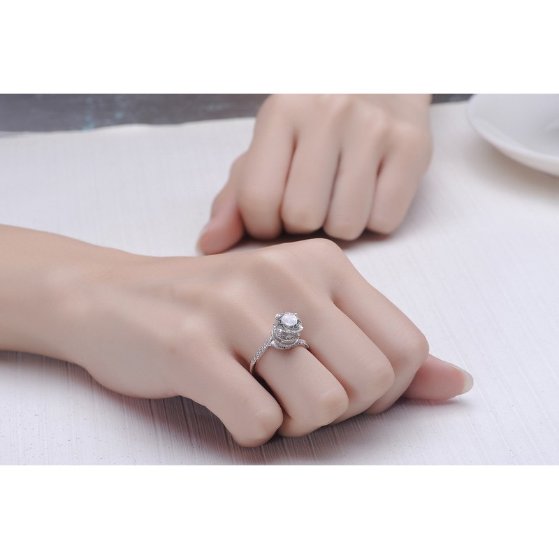2CT Rotate Style NSCD Simulate Diamond Engagement Ring Silver 925
