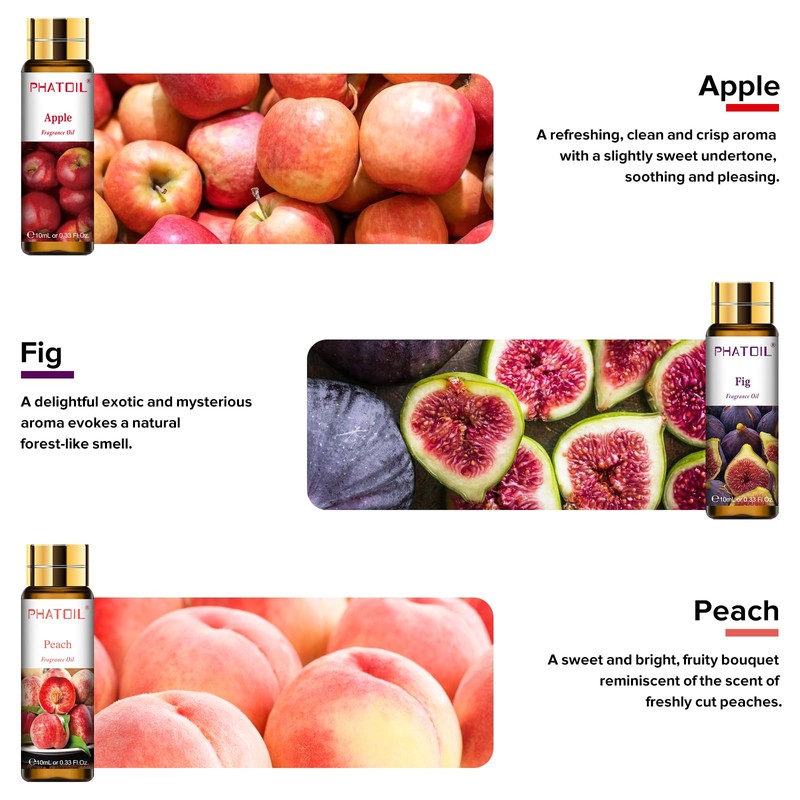 PHATOIL 9PCS Fruit Fragrance Oil Set for Soap Making Diffusers,