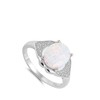 Oval White Simulated Opal Beautiful Cluster Ring .925 Sterling Silver