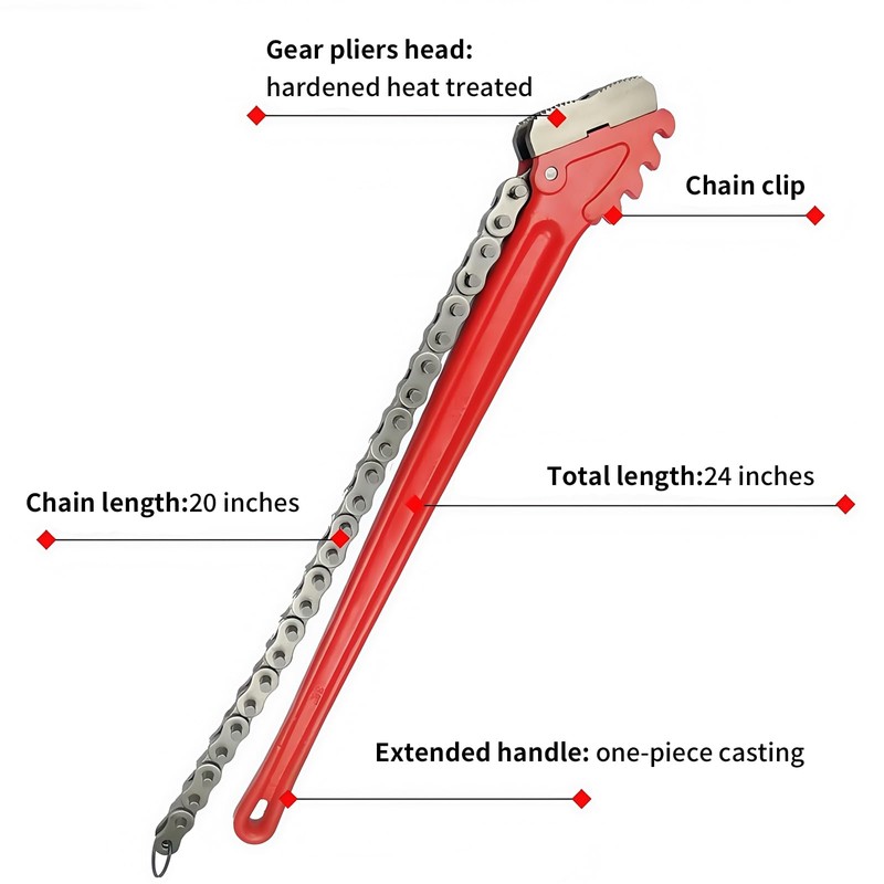 LIIAMOAR Chain Pipe Wrench 24" for 3" ~ 5" pipe