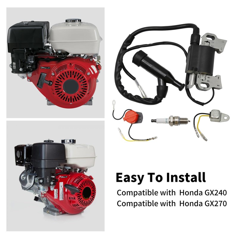 GX390 Ignition Coil Kit w/Spark Plug & Switch Replacement for