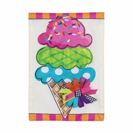 Evergreen Flag Spring & Summer Garden Flag 12x18 Double Sided, Welcome Garden Flags For Outside, Small House Flags for Garden, Yard, Front Door (Ice Cream)