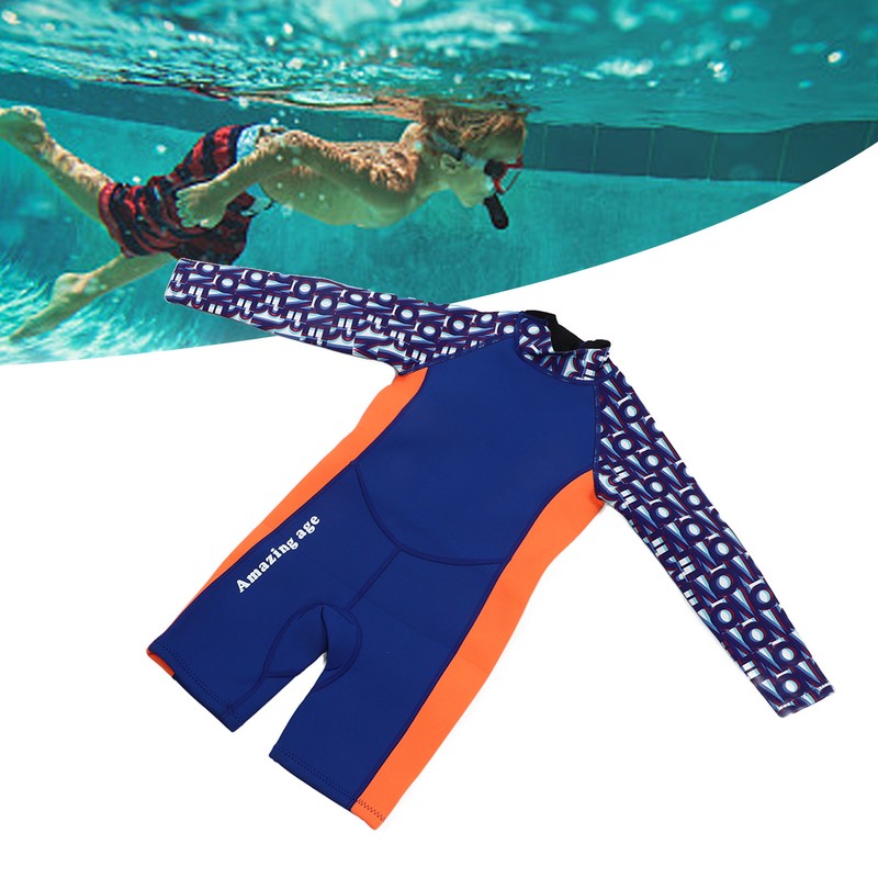 Children Diving Suit 2.5mm Neoprene Rubber Nylon Long Sleeve Blue