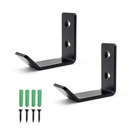 TIANLIN Coat Hooks Matte Black, Pack of 2 Hooks for Wardrobe, Towel Hooks, Black, Coat Hooks, Black Metal, L Shape, Stainless Steel, Suitable for Kitchen, Bedroom, Bathroom