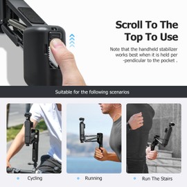 Tomat Osmo Pocket 3 Handheld Stabilizer Storage Protective Case Mini Z-Axis Anti-Shake Handle Grip Holder for DJI Pocket 3 Foldable Adapter Accessories with 1/4 Threaded Hole