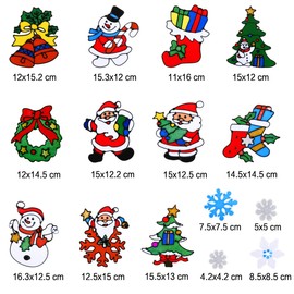 LIHAO 12 Sheets Christmas Window Stickers Christmas Gel Clings Sticker Decals for Christmas Home and Party Decoration