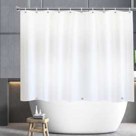 YISURE White PEVA Shorter Shower Curtain 60inch Height, Solid White Short Height Shower Curtain Liner, Width 70 x Height 60 Inch