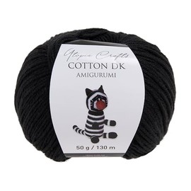 Utopia Crafts Amigurumi Cotton DK Yarn for Crochet and Knitting 50% Cotton, 50% Acrylic Blended, 50g (1, Black)