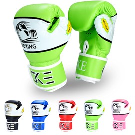 CKE Kids Boxing Gloves for Kids Boys Girls Junior Youth Toddlers Age 5-12 Years Training Boxing Gloves for Punching Bag Kickboxing Muay Thai (Green)
