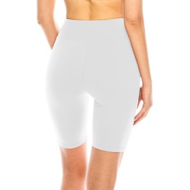 ALWAYS - Pantalones cortos de bicicleta de cintura alta para mujer, con control de abdomen, elásticos, para correr, yoga, Sbk128 / Blanco, 3XG